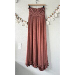 Free People One Adella Corset Maxi Sleeveless Dress In Ballet Pink Coquette L